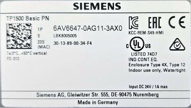 6AV6647-0AG11-3AX0 | Siemens HMIs